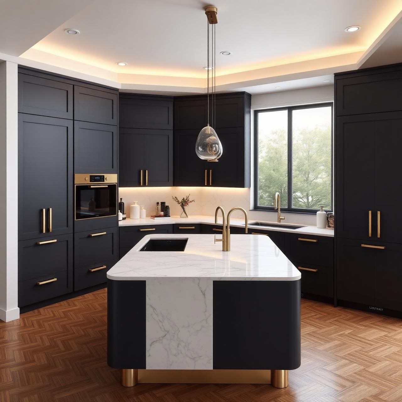 Charcoal & Brass Kitchen